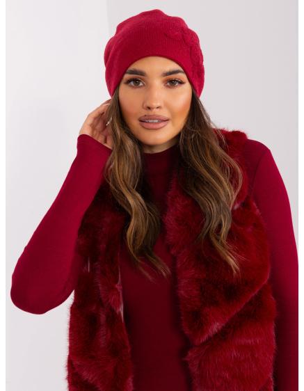 Dámská čepice s kamínky IAH vínová 