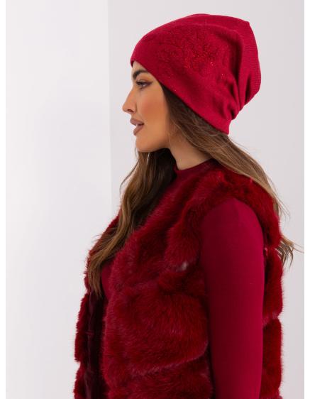Dámská čepice s kamínky IAH vínová 
