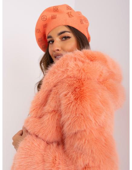 Női barett PARUAH applikációval barack színű