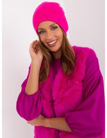Dámská čepice s aplikacemi HIRAM tmavě růžová