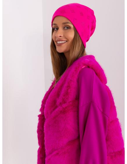 Dámská čepice s aplikacemi HIRAM tmavě růžová