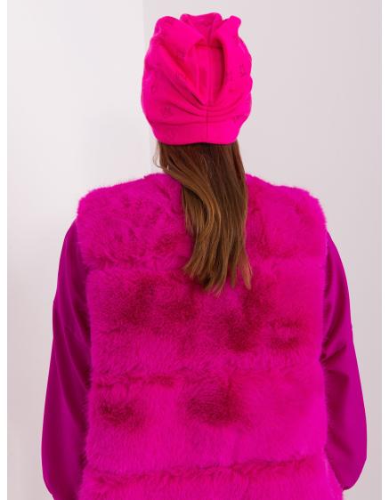 Dámská čepice s aplikacemi HIRAM tmavě růžová