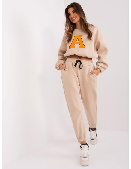 Női szett ZONKA foltokkal bézs és fluo narancs színben