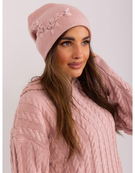 Dámska kašmírová pletená čiapka BIMA ružová