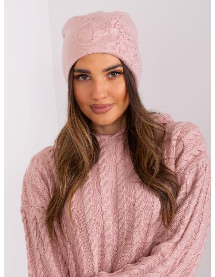Dámská čepice s kamínky JACK světle růžová 