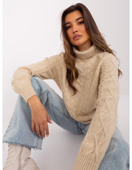 Dámský svetr s plédy a rolákem SOFIA béžový 