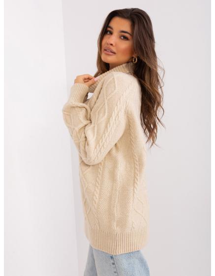 Dámský svetr s plédy a rolákem SOFIA béžový 