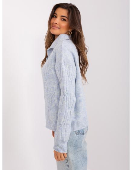 Dámský svetr s náplety VICA světle modrý  