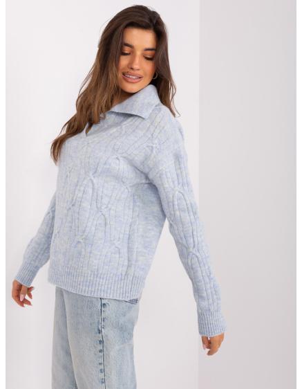 Dámský svetr s náplety VICA světle modrý  