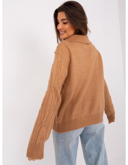 Dámský svetr s límcem MOMICA hnědý 