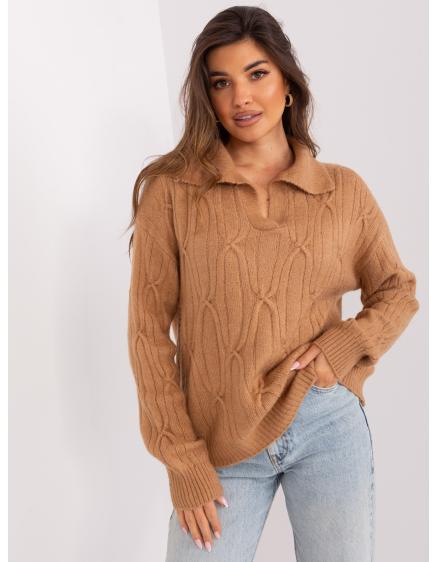 Dámský svetr s límcem MOMICA hnědý 