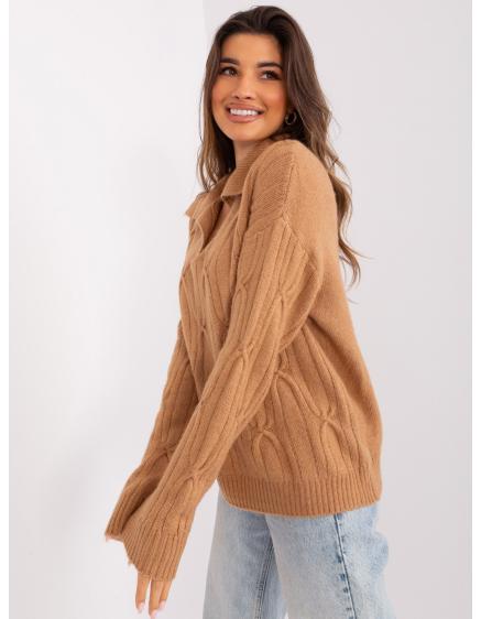 Dámský svetr s límcem MOMICA hnědý 