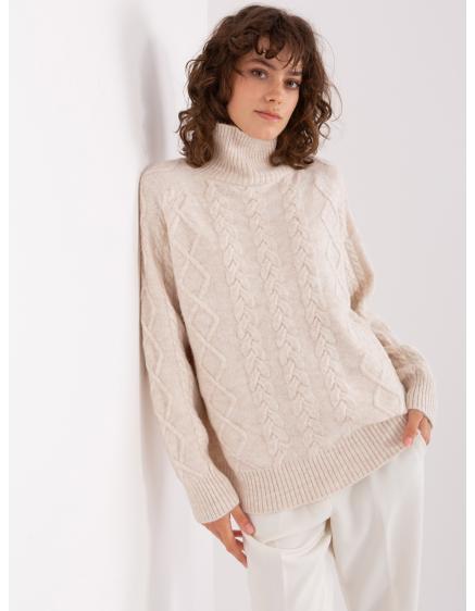 Dámský svetr s plédy a rolákem ORCA ecru 