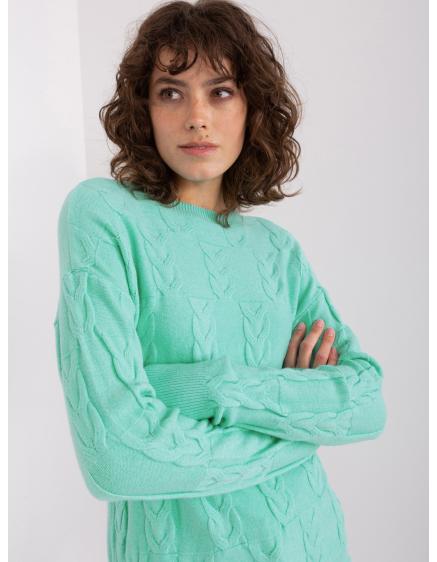 Dámský svetr s vlněnými plédy NAEH mátový 
