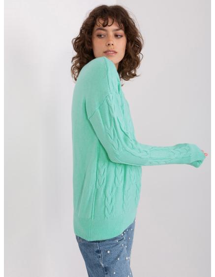 Dámský svetr s vlněnými plédy NAEH mátový 