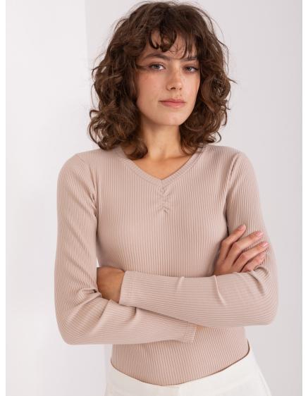 Női csíkos alap blúz BASIC FEEL GOOD bézs színű
