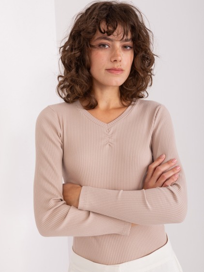 Dámska pruhovaná základná blúzka BASIC FEEL GOOD béžová