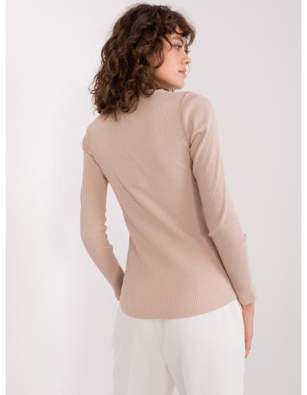 Női csíkos alap blúz BASIC FEEL GOOD bézs színű