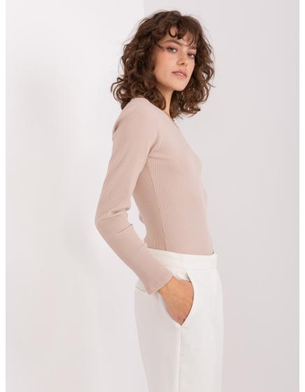 Női csíkos alap blúz BASIC FEEL GOOD bézs színű