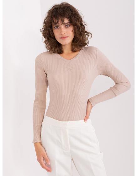 Női csíkos alap blúz BASIC FEEL GOOD bézs színű