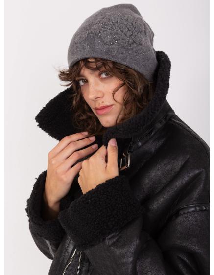 Női sapka CHIS applikációval sötétszürke