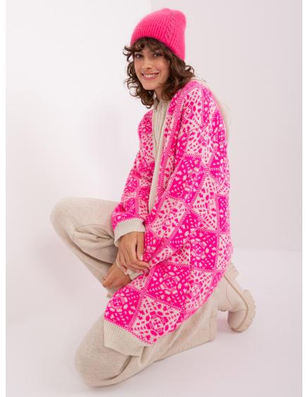 Női téli sapka strasszkövekkel ESSK sötét rózsaszínű