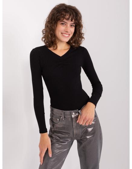 Női hosszú ujjú V-nyakú blúz PHEUL fekete