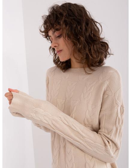 Dámský svetr s kostkovaným vzorem ASERU světle béžový