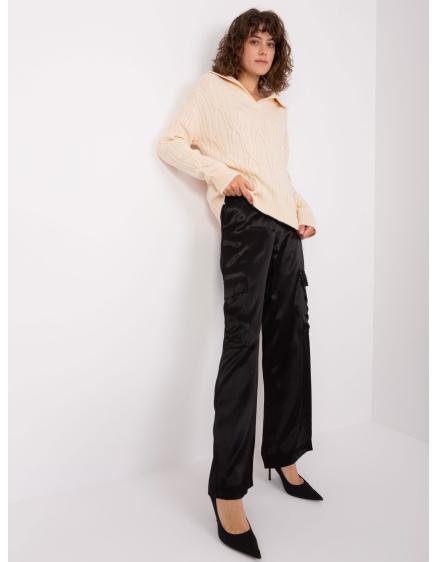 Női kockás galléros pulóver ASULIU világos bézs színű