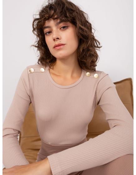 Női hosszú ujjú blúz BASIC FEEL GOOD bézs színben