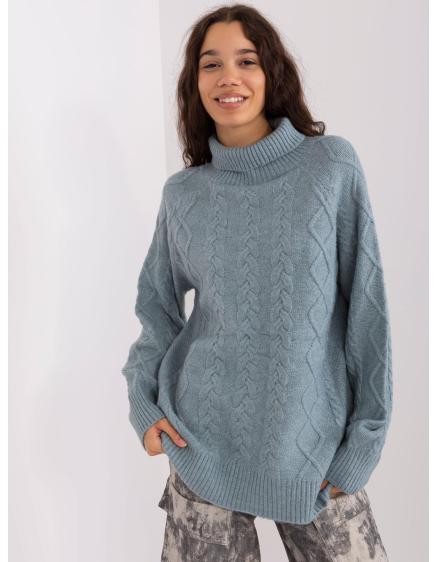 Dámský svetr s rolákem kostkovaný AGGA tmavě mátový  