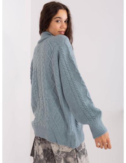 Dámský svetr s rolákem kostkovaný AGGA tmavě mátový  