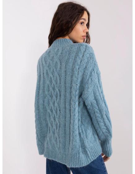 Dámský svetr volný kostkovaný SASKIE modrý  