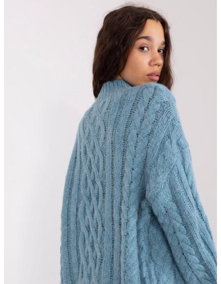 Dámský svetr volný kostkovaný SASKIE modrý  