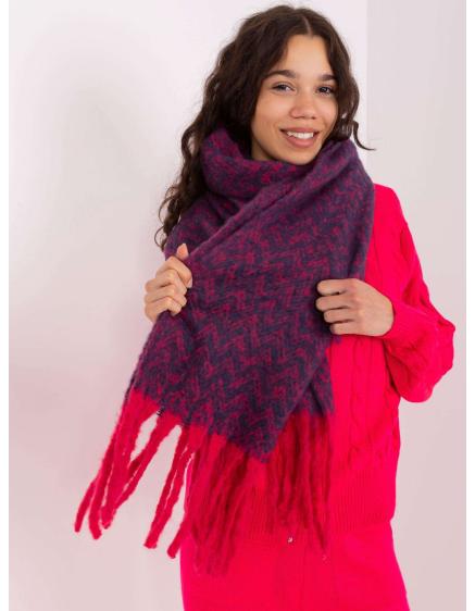 Dámská šála vzorovaná KARRA tmavě modrá a růžová 