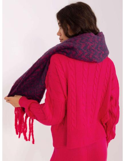 Dámská šála vzorovaná KARRA tmavě modrá a růžová 