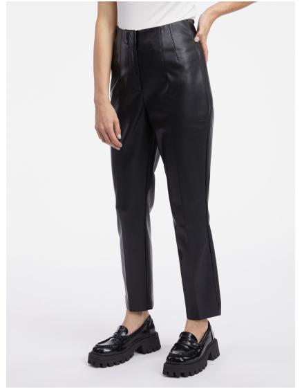 Čierne dámske kožené nohavice