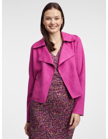 Ružová dámska ľahká semišová bunda