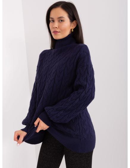 Dámský svetr s rolákem a kapucí IESTO námořnicky modrý 