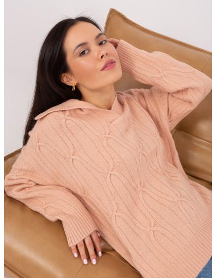 Női kockás galléros pulóver IBBA barack