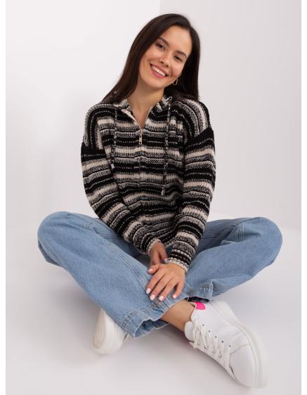 Női kapucnis pulóver ROUPA fekete és bézs színben