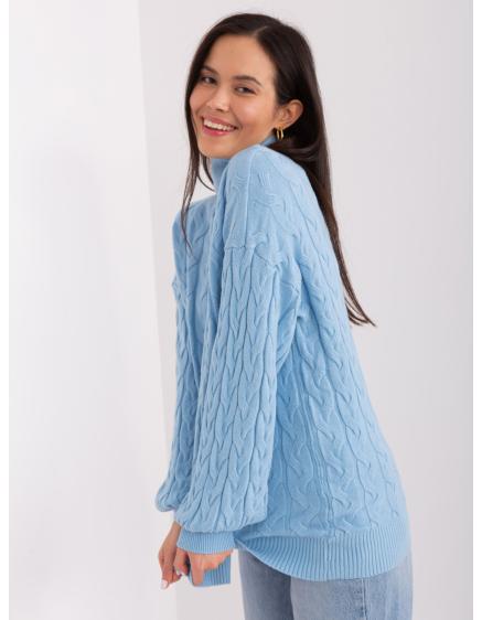 Dámský svetr s rolákem ANRR světle modrý 