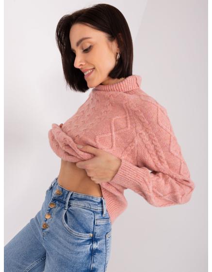 Női kockás pulóver AISA rózsaszín