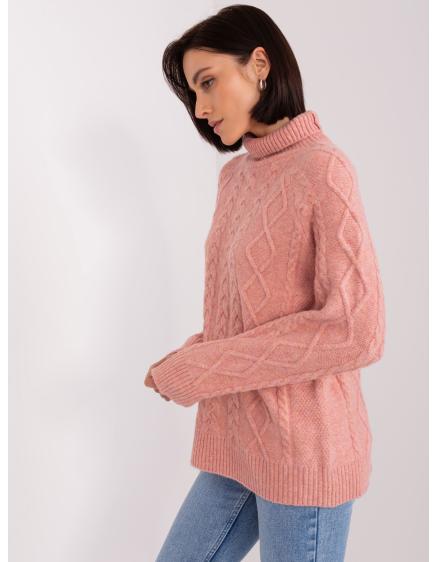 Női kockás pulóver AISA rózsaszín