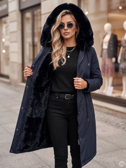 Dámska zimná bunda parka LUSTER tmavomodrá