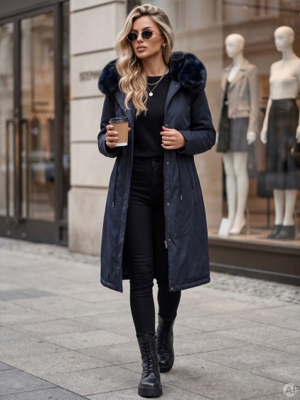 Dámska zimná bunda parka LUSTER tmavomodrá – fotografie produktu 4