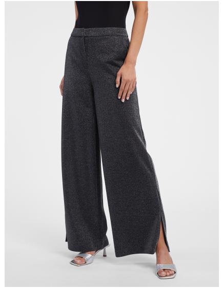 Tmavosivé dámske nohavice so širokými nohavicami