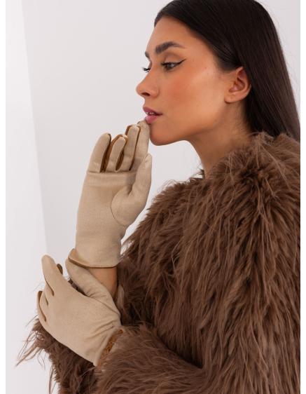 Női kesztyű díszítő övvel YNEZ bézs