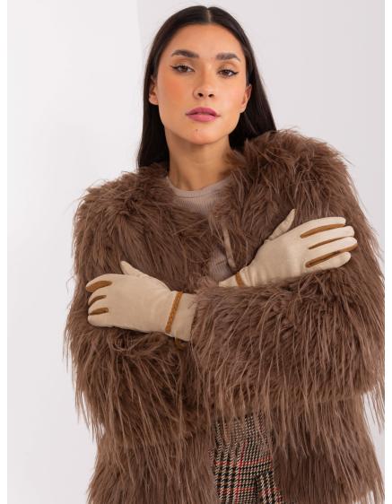 Női kesztyű díszítő övvel YNEZ bézs