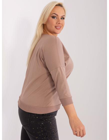 Dámská halenka s 3/4 rukávy plus size SERENA tmavě béžová 
